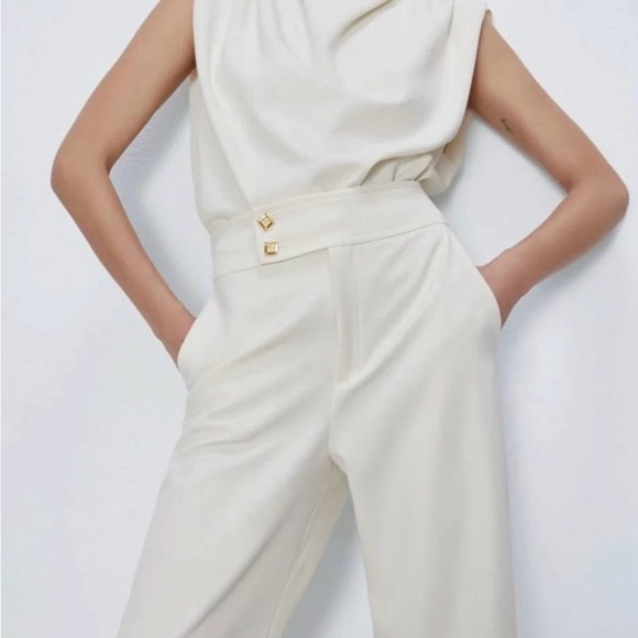 Zara Cream Pleated Trousers High Waist XS - Picture 4 of 14